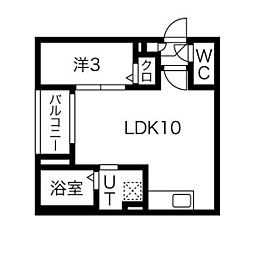 Warren hoshizakiII 1階1LDKの間取り