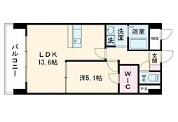 サムティ熊本近見1 1LDKの間取図画像