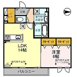 ツリーファイブ 2階1LDKの間取り