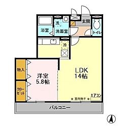 グレースヒルズ　I・II 1階1LDKの間取り