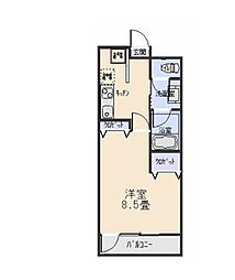 ドレスデン実相寺 3階1Kの間取り