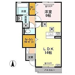 ソンリッサ　B 1階1LDKの間取り