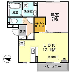 メゾンラフィーネ 1LDKの間取図画像