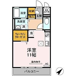 ルシードM 1階ワンルームの間取り