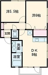 レーベン1 2DKの間取図画像