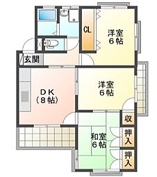 ドミール92 2階3DKの間取り
