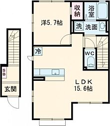 ル・ボナー高浜 1LDKの間取図画像