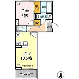 JR東北本線 郡山駅 バス17分 開成五丁目（福島交通）下車 徒歩1分の賃貸アパート 2階1LDKの間取り