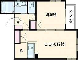 ウイング金屋町ステーションサイド 6階1LDKの間取り