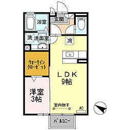 ラヴリィ・パートナー　Ａ/Ｂ 1階1LDKの間取り