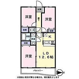 シャルム・サンヒルズ 2階3LDKの間取り