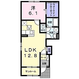サンアンドハート　I 1階1LDKの間取り