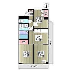 アザレヤマンション 3DKの間取図画像