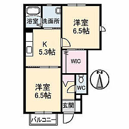 Ｔ．Ｈ．サルーテ　Ｂ棟 1階2Kの間取り