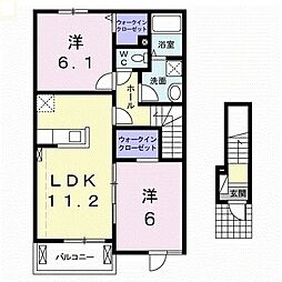 アニバーサリー 2LDKの間取図画像