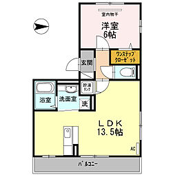 フレア谷山中央 1LDKの間取図画像