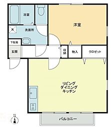 フォブール松本A 1LDKの間取図画像