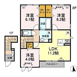 コスモス 3LDKの間取図画像