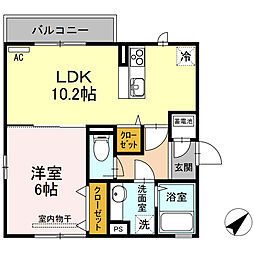 ファミール岡本3-D 1LDKの間取図画像