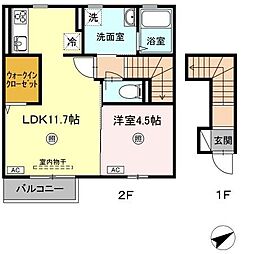 Space Seven(スペース セブン) 2階1LDKの間取り