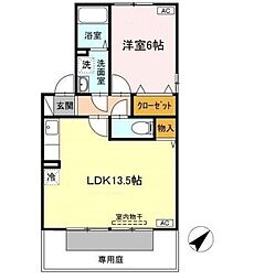 ボナールヴィラ 1階1LDKの間取り