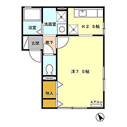 リヴィエール 1Kの間取図画像