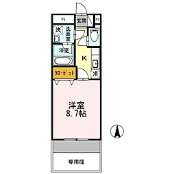 アメニティハイム 1階1Kの間取り