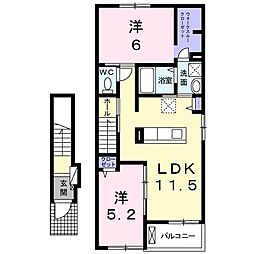 グリーン　ヒロI 2階2LDKの間取り