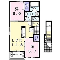 アンピアルーチェB 2LDKの間取図画像