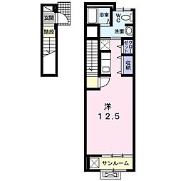 フラーリッシュ ワンルームの間取図画像
