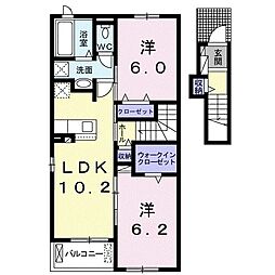 ドミール1 2LDKの間取図画像