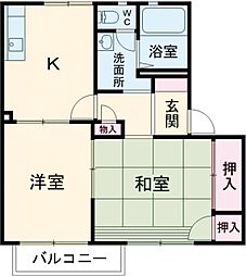 テラス花水木 2Kの間取図画像