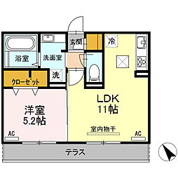 ルネス花岡 1LDKの間取図画像
