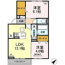 エレガント 2LDKの間取図画像