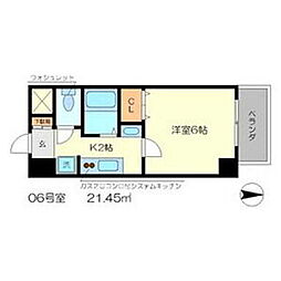 Un Castello 西院 5階1Kの間取り