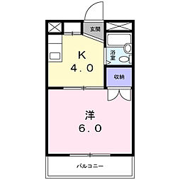 多田ハイツ 3階1Kの間取り