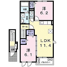 ラ・ヴィータ2 2LDKの間取図画像