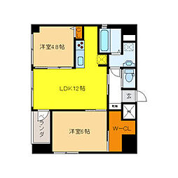 AZMOND 5階2LDKの間取り