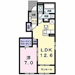 メゾン・ルミナーレＡ 1階1LDKの間取り