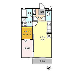 モナリエ池田 1LDKの間取図画像
