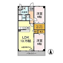 Ａｖｅｎｉｒ Ｃｉｅｌ 1階2LDKの間取り