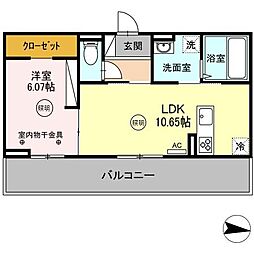LUSSOIII 3階1LDKの間取り