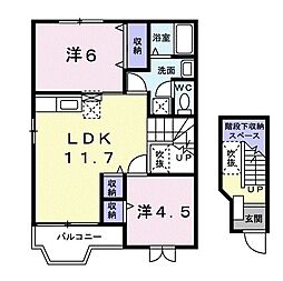 エスポワールＣ 2階2LDKの間取り