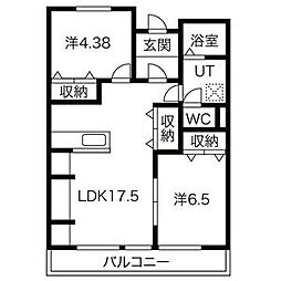 あさひレジデンス大友 2LDKの間取図画像