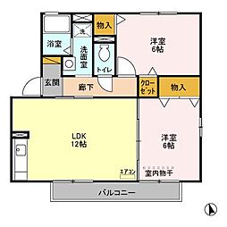 ドリームハイツ　III 2階2LDKの間取り