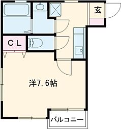 アルル 1階1Kの間取り