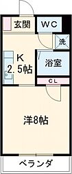 グレイスコート 1Kの間取図画像