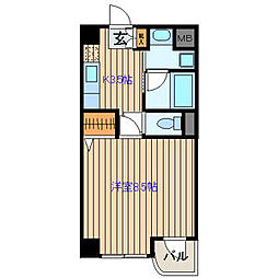 コーポタイワIII 2階1Kの間取り