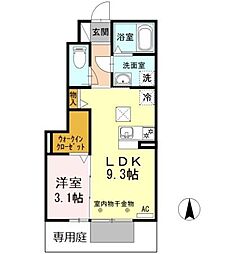 グランドゥールA 1LDKの間取図画像