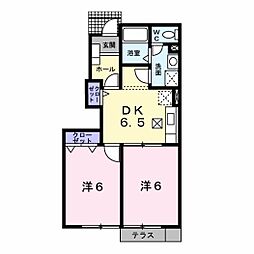 クリーンフィールドA棟 2DKの間取図画像